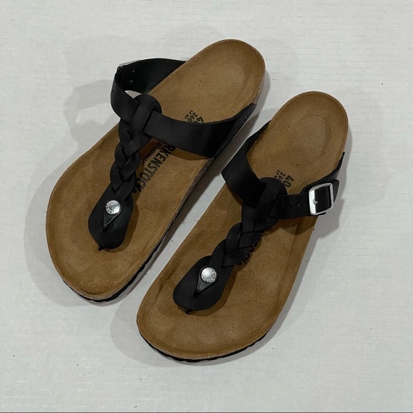 BIRKENSTOCK Women’s Gizeh Oiled Leather - Black - Sz- 9-9.5 US / 40 EU - Picture 3 of 7